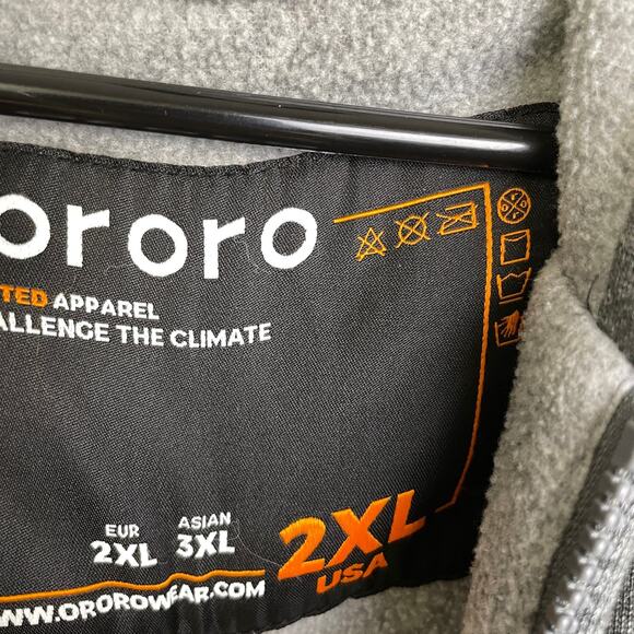 Ororo Hoodie Sweatshirt Mens 2XL Gray Full Zip Outdoors Lined NO BATTERY - Picture 10 of 11